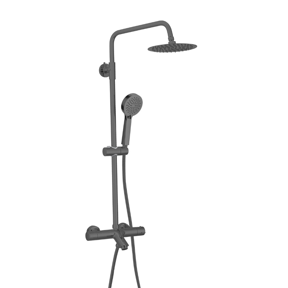 Product Cut out image of the Abacus Iso Pro Anthracite Thermostatic Exposed Bath Shower Mixer